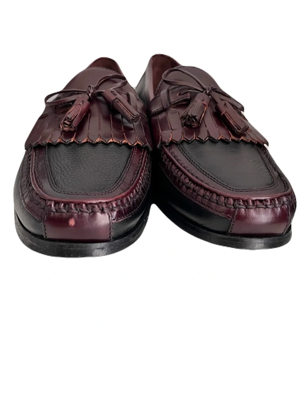 Johnson & Murphy ‘Aragon II’ Black and Burgundy Kiltie Tassel Loafers, Size 13W